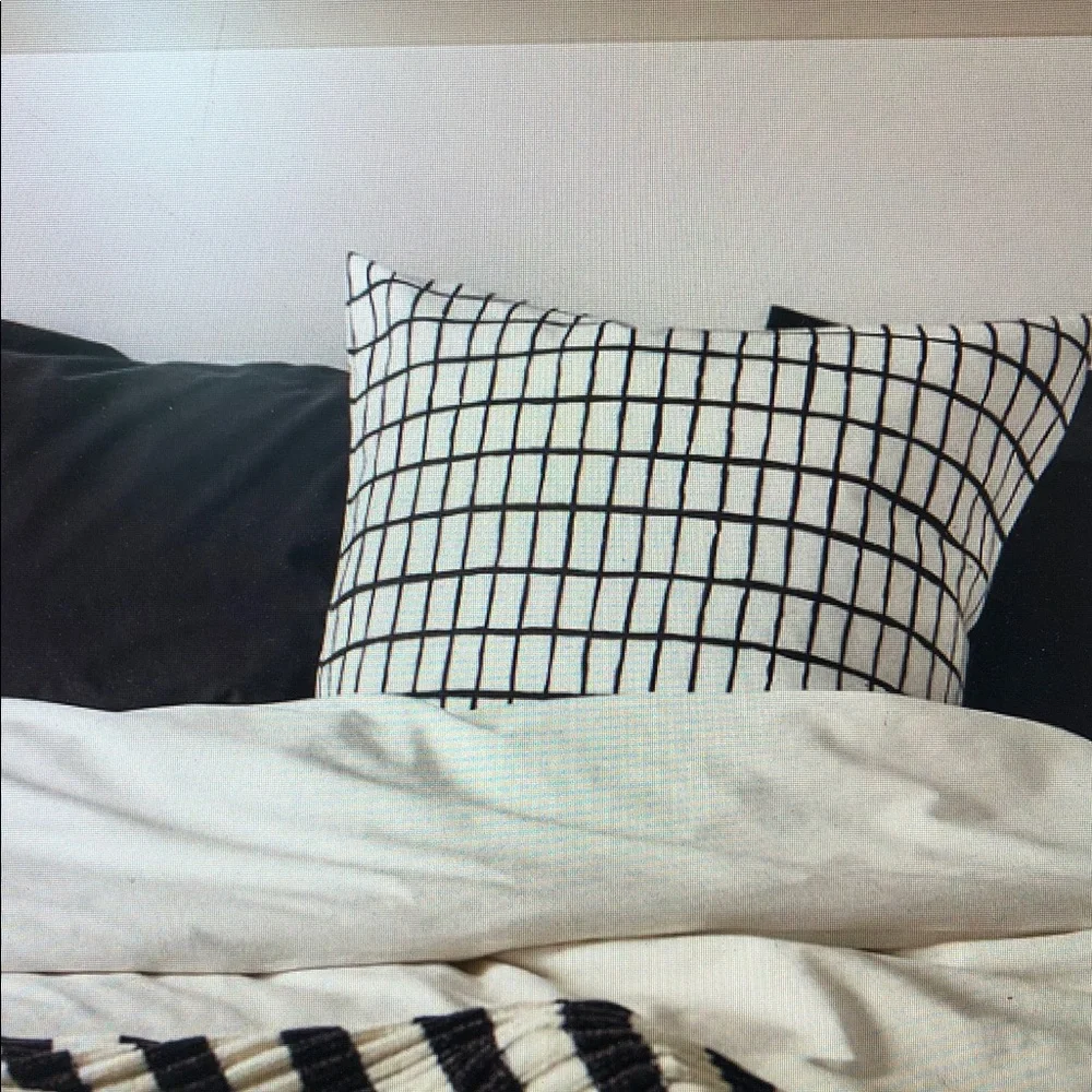 IKEA Black Grid Print Throw Pillows - Set of 2